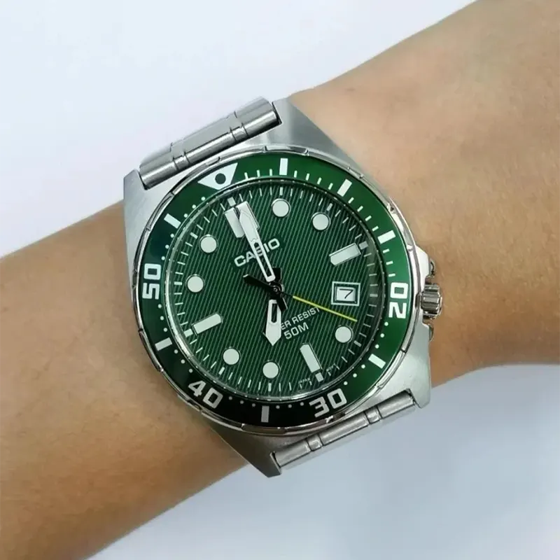 Casio Enticer Japan Quartz Green Dial Men's Watch- MTD-135D-3AV